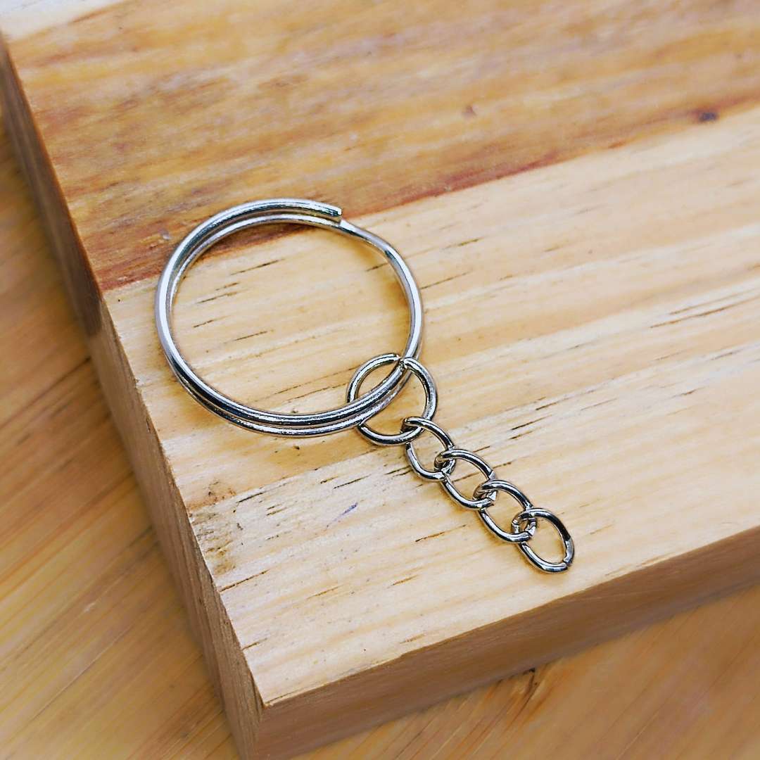 Argolla para Llavero Con cadena Niquel 25 mm - Paquete de 10 Unidades