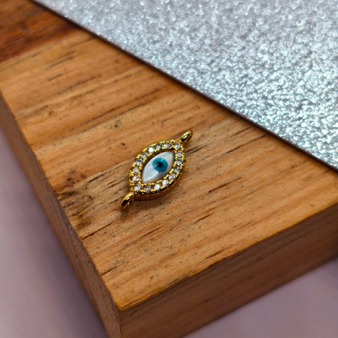 Conector Gold Filled Zircon Ojo Turco Nacarado 10 mm - Paquete de 1 Unidades