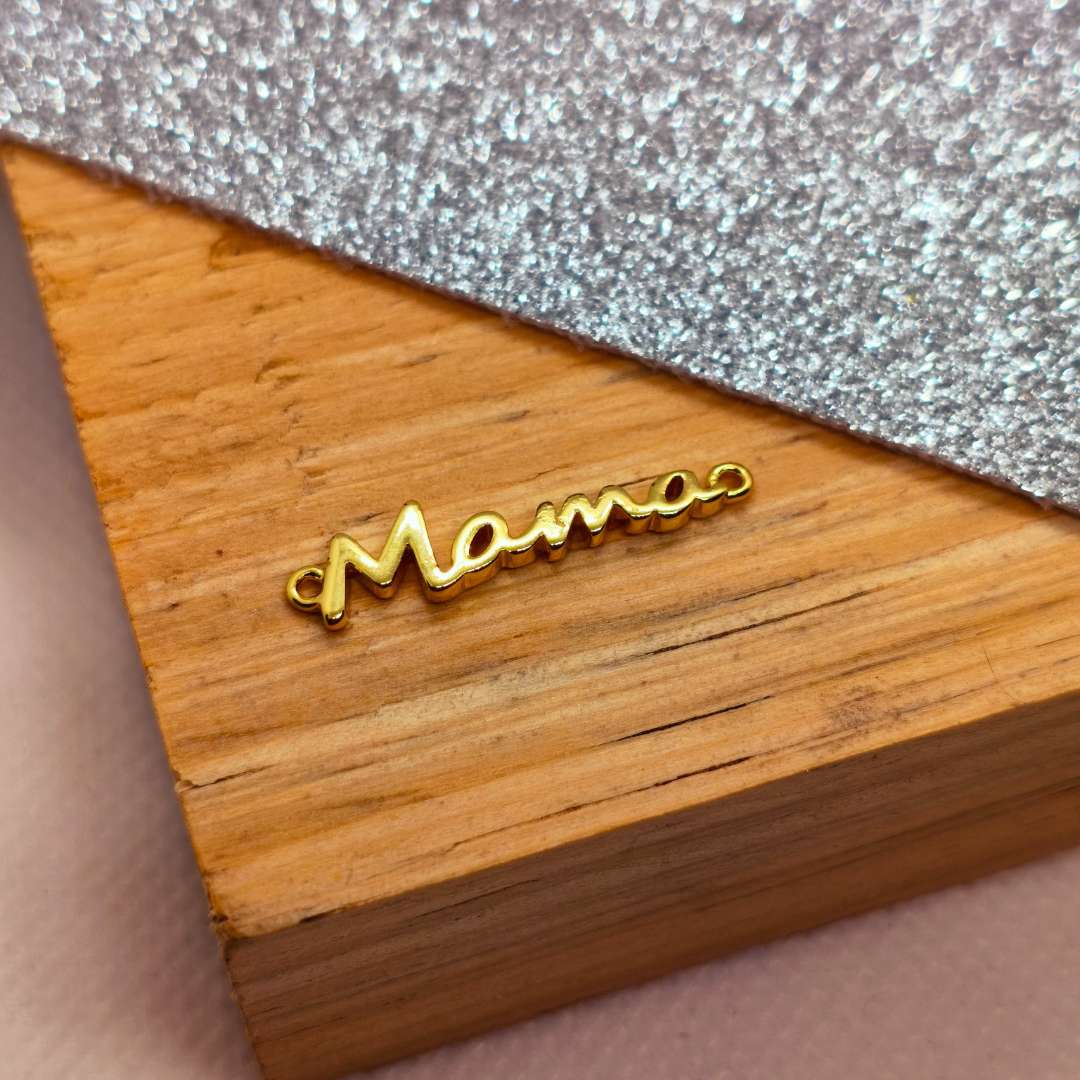 Conector Gold Filled Caligrafia Mama 25 mm - Paquete de 1 Unidades