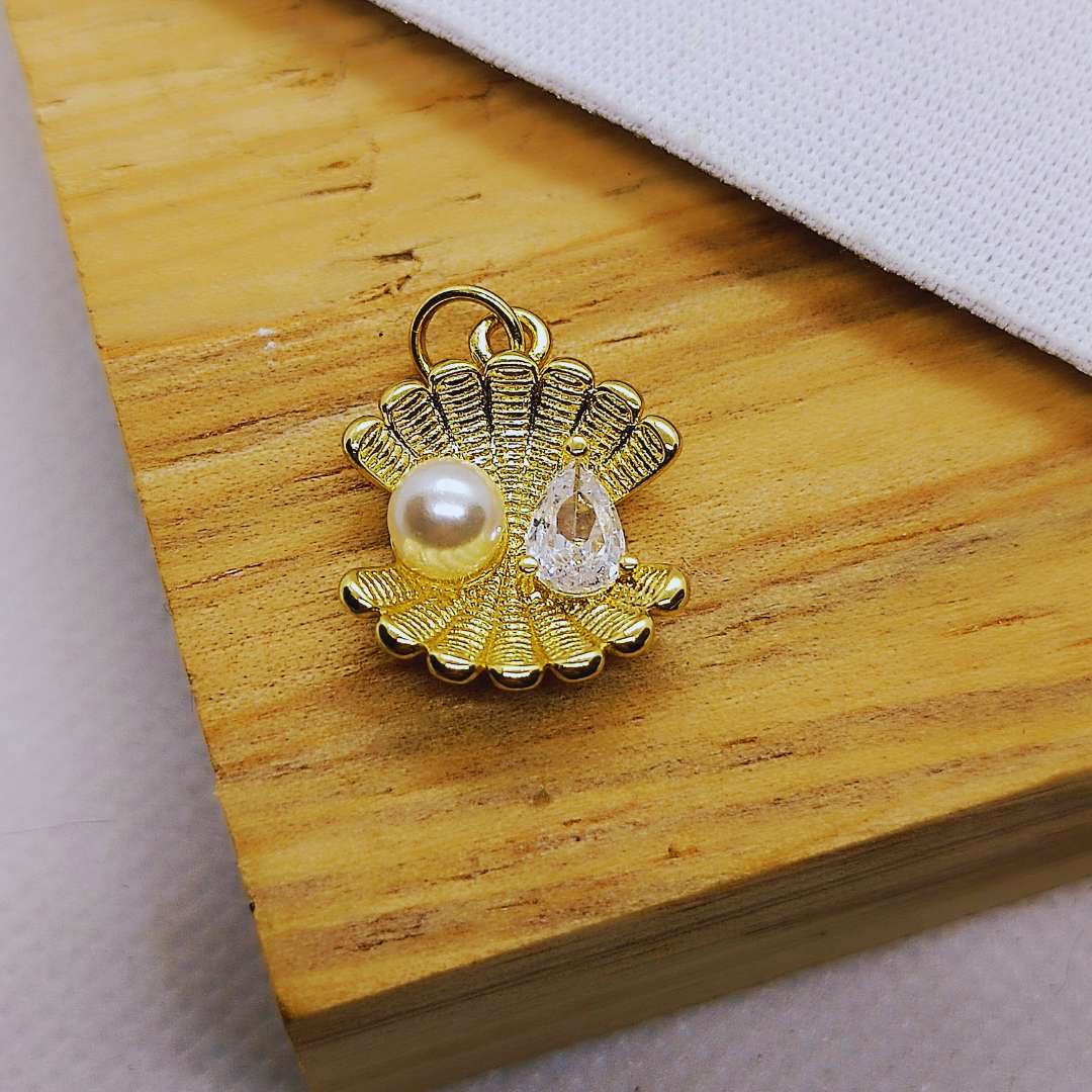 Dije Gold Filled Perla Ostra Abierta Con Perla 15 mm - Paquete de 1 Unidades