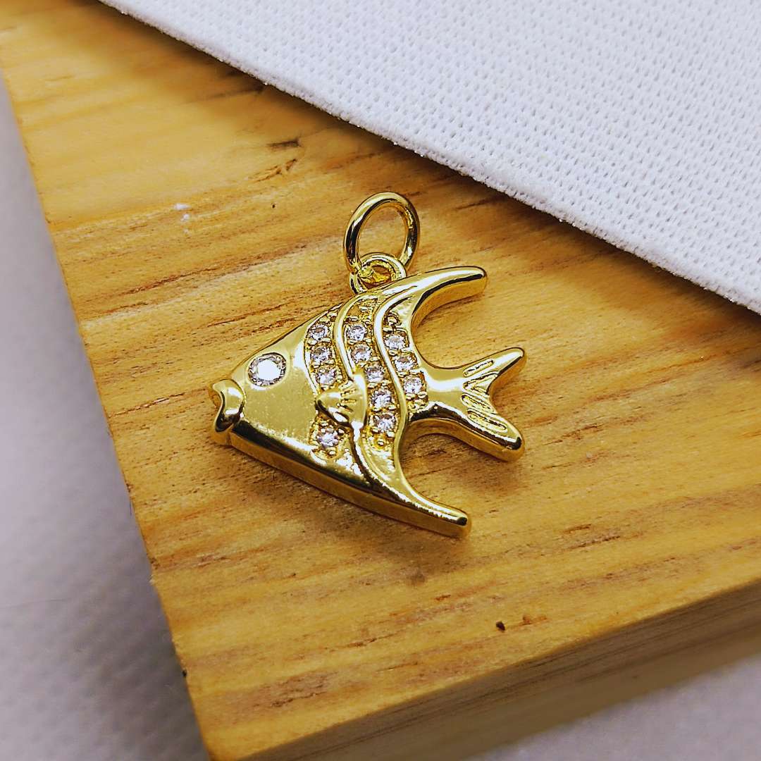 Dije Gold Filled Zircon Pez Perfil 20 mm - Paquete de 1 Unidades