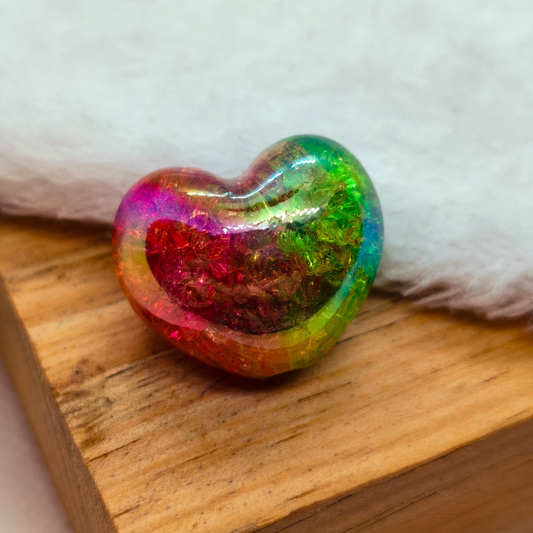 Pasador Acrilico Corazon Bicolor Transparente 22 mm - Paquete de 1 Unidades