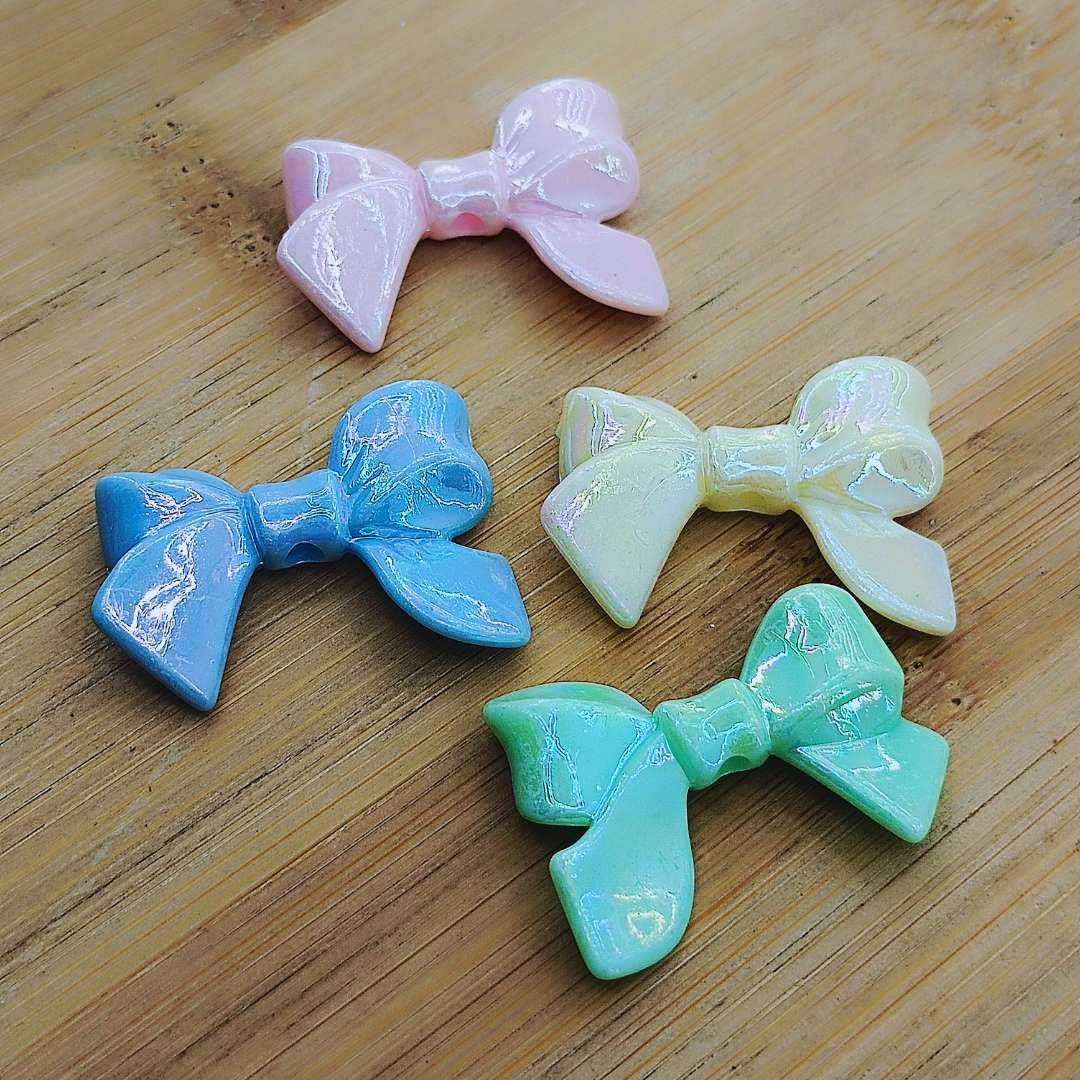 Pasador Acrilico Lazo Nacarado 30 mm - Paquete de 4 Unidades