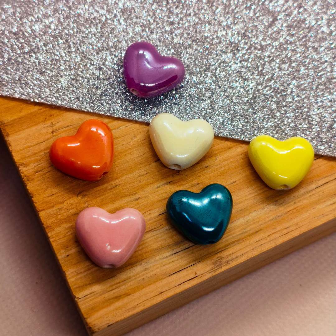 Pasador Ceramica Corazon 15 mm - Paquete de 6 Unidades