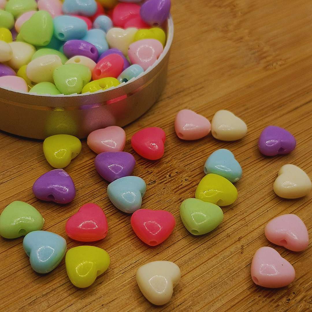 Pasador Acrilico Corazon 10 mm - Paquete de 500 gr