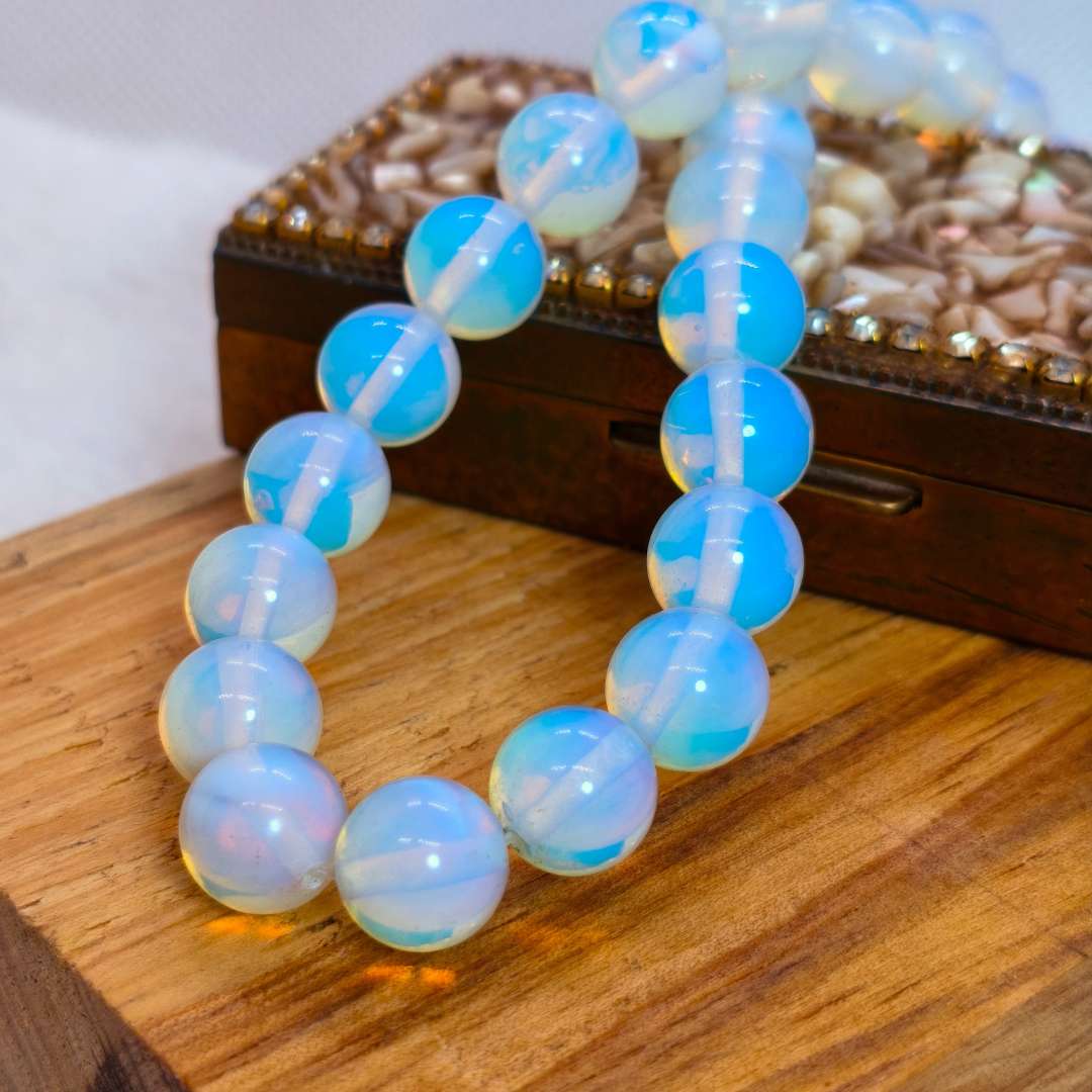 Piedra Opalo Esfera Brillante 10 mm - Tira de 38 Unidades