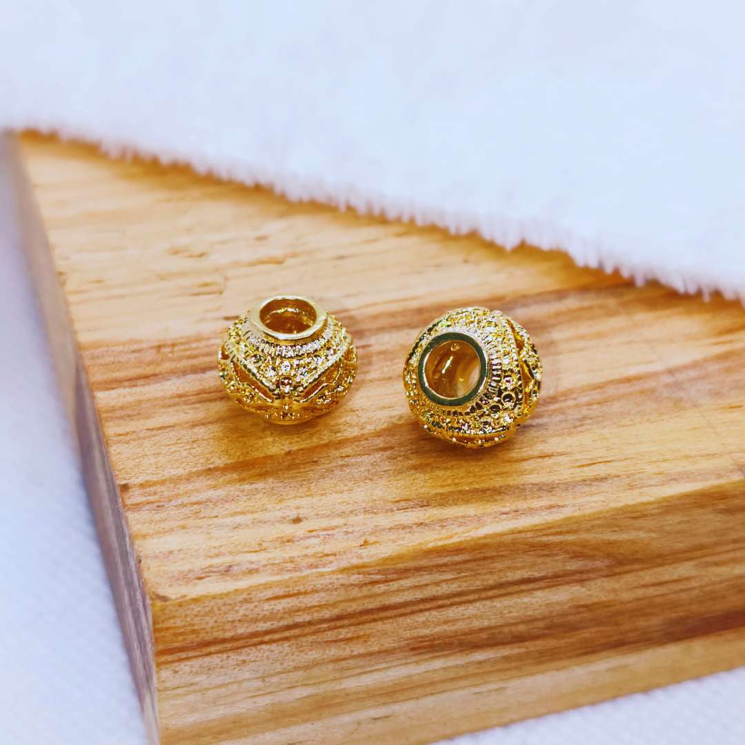 Separador Gold Filled Esfera Texturizado 11 mm - Paquete de 2 Unidades