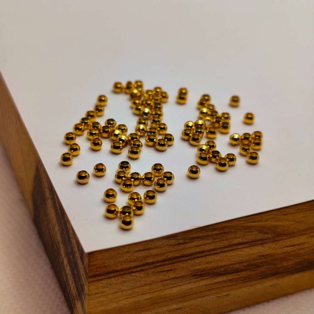 Balin Gold Filled Esfera Liso 02 mm  -  Paquete de 100 Unidades