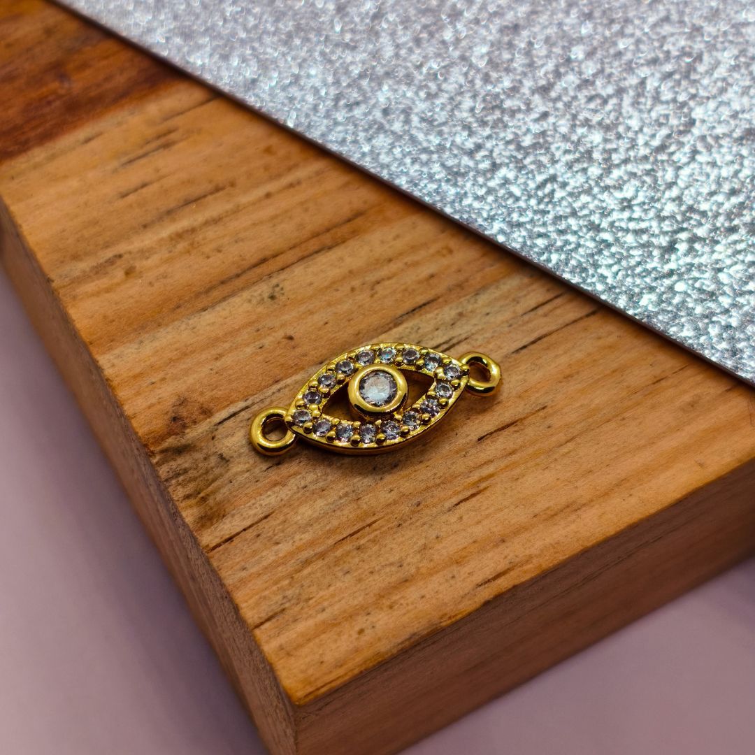 Conector Gold Filled Zircon Ojo Turco 11 mm  -  Paquete de 1 Unidades