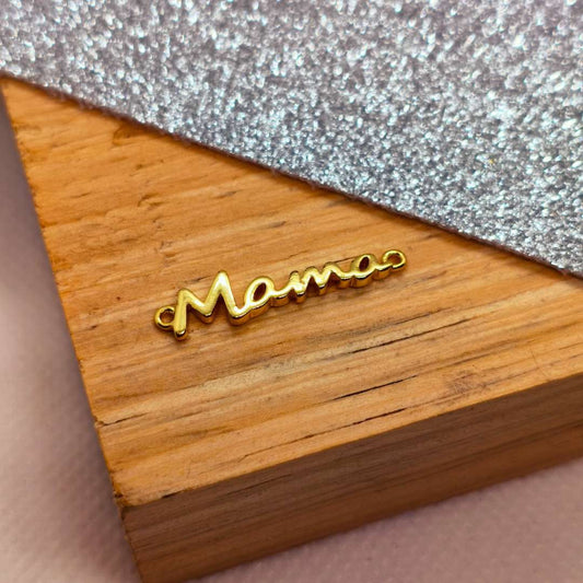 Conector Gold Filled Caligrafia Mama 25 mm  -  Paquete de 1 Unidades