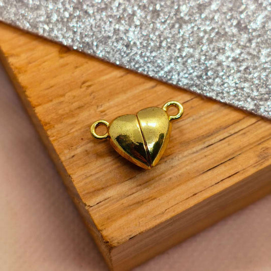 Conector Gold Filled Corazon Imantado 18 mm  -  Paquete de 1 Unidades