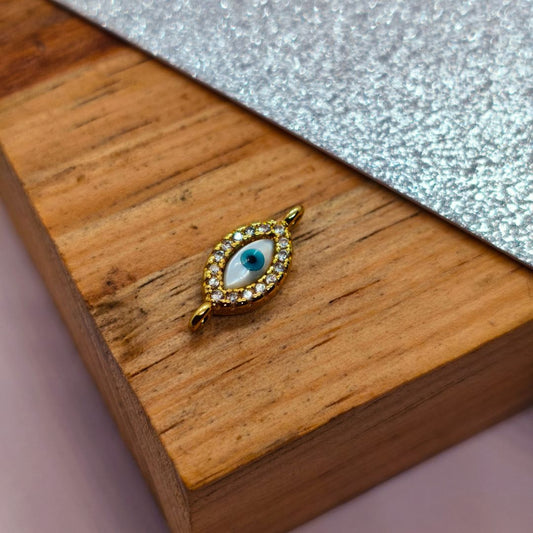 Conector Gold Filled Zircon Ojo Turco Nacarado 10 mm  -  Paquete de 1 Unidades