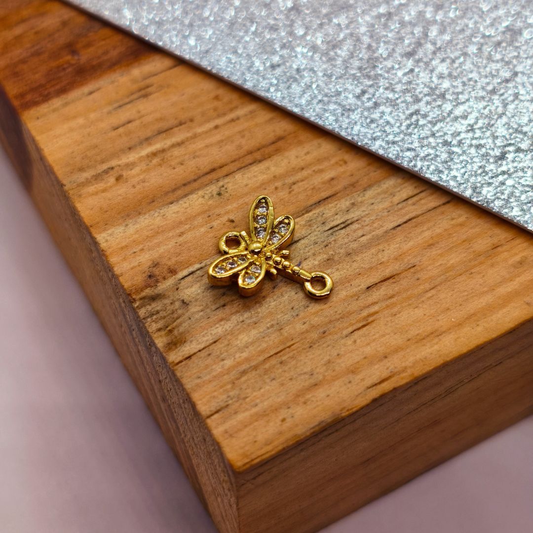 Conector Gold Filled Zircon Libelula 10 mm  -  Paquete de 1 Unidades
