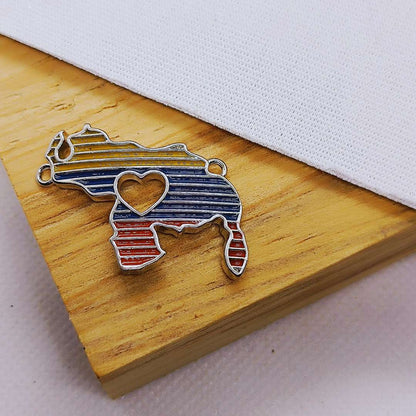 Conector Rodio Mapa de Venezuela Corazon 35 mm  -  Paquete de 1 Unidades