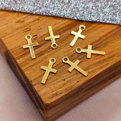 Dije Gold Filled Cruz Mini 10 mm  -  Paquete de 6 Unidades