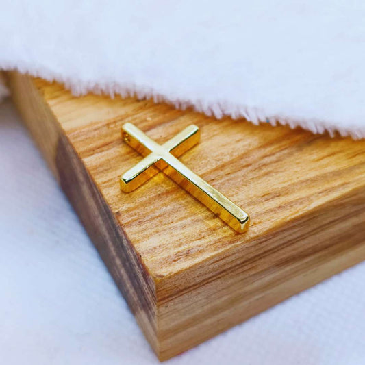 Dije Gold Filled Cruz Solida Recta Simple 25 mm  -  Paquete de 1 Unidades