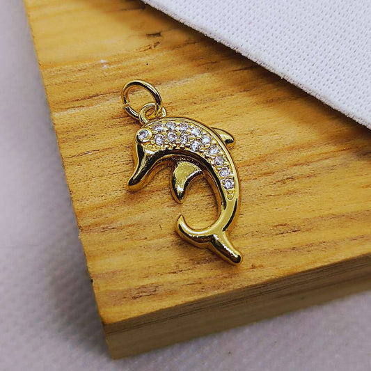 Dije Gold Filled Zircon Delfin 18 mm  -  Paquete de 1 Unidades