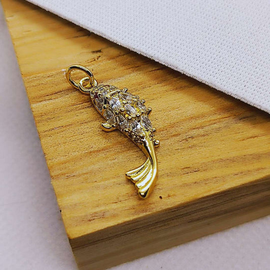 Dije Gold Filled Zircon Pez Nadando 18 mm  -  Paquete de 1 Unidades