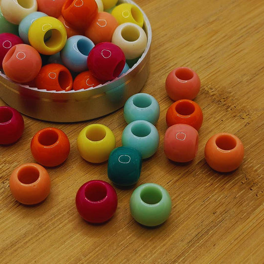 Pasador Acrilico Pony Bead Liso 12 mm  -  Paquete de 50 Unidades