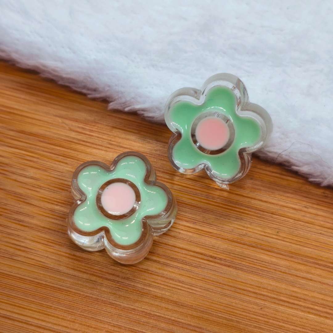 Pasador Acrilico Flor Trasparente 20 mm  -  Paquete de 2 Unidades