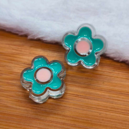 Pasador Acrilico Flor Trasparente 20 mm  -  Paquete de 2 Unidades