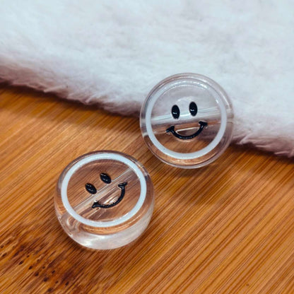 Pasador Acrilico Redondo Carita Feliz Transparente 18 mm  -  Paquete de 1 Unidades