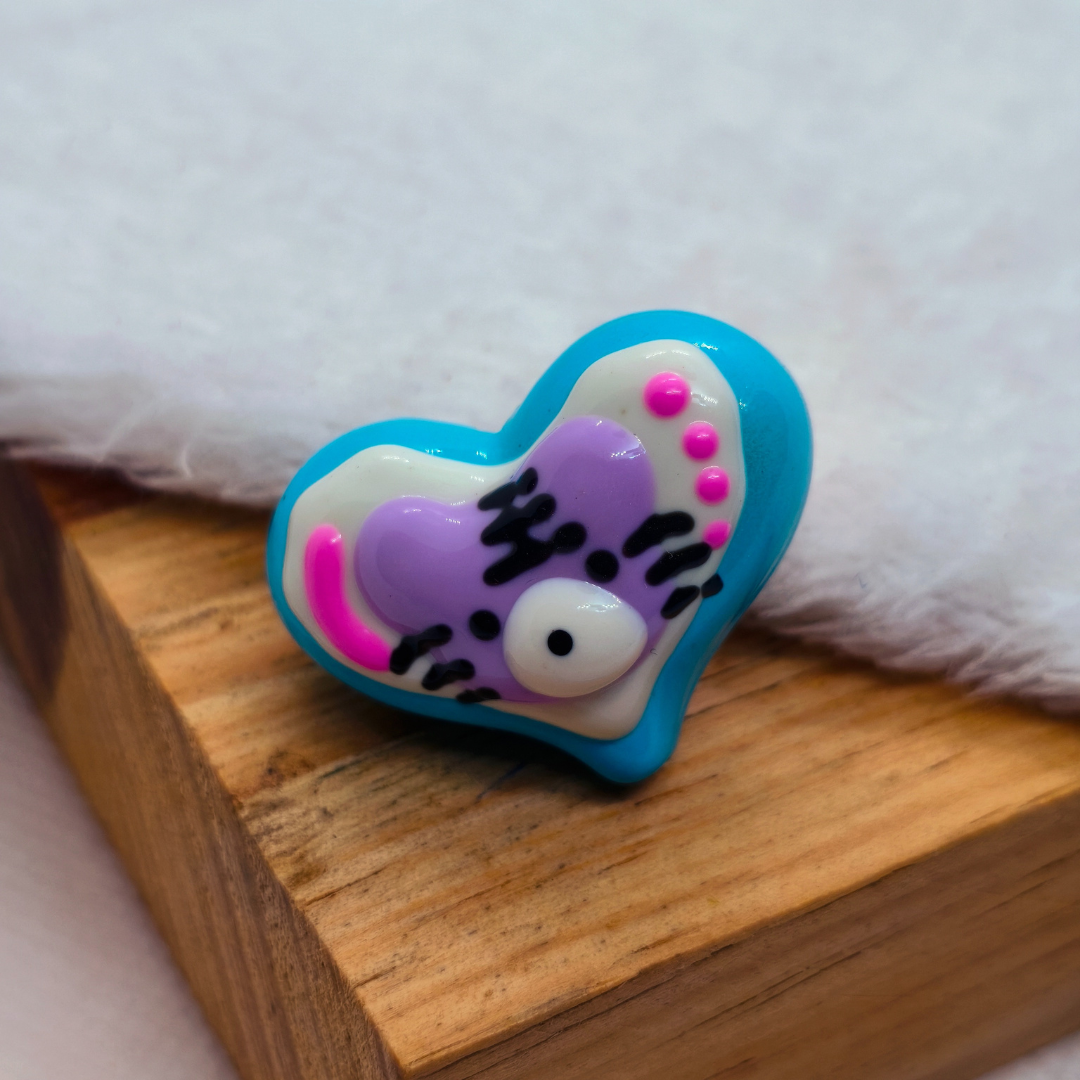 Pasador Acrilico Corazon Gato Mate 30 mm  -  Paquete de 1 Unidades