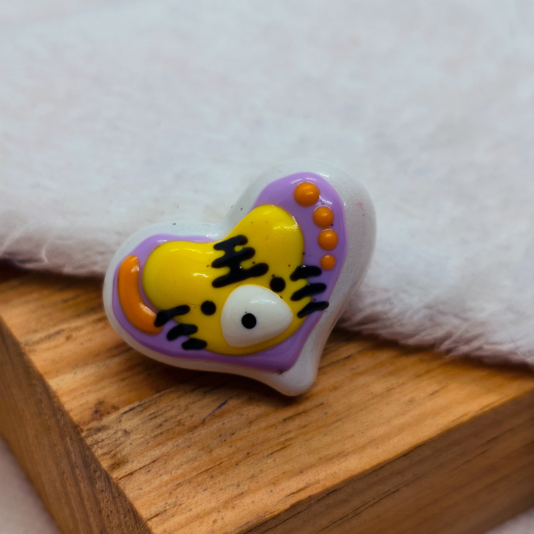 Pasador Acrilico Corazon Gato Mate 30 mm  -  Paquete de 1 Unidades