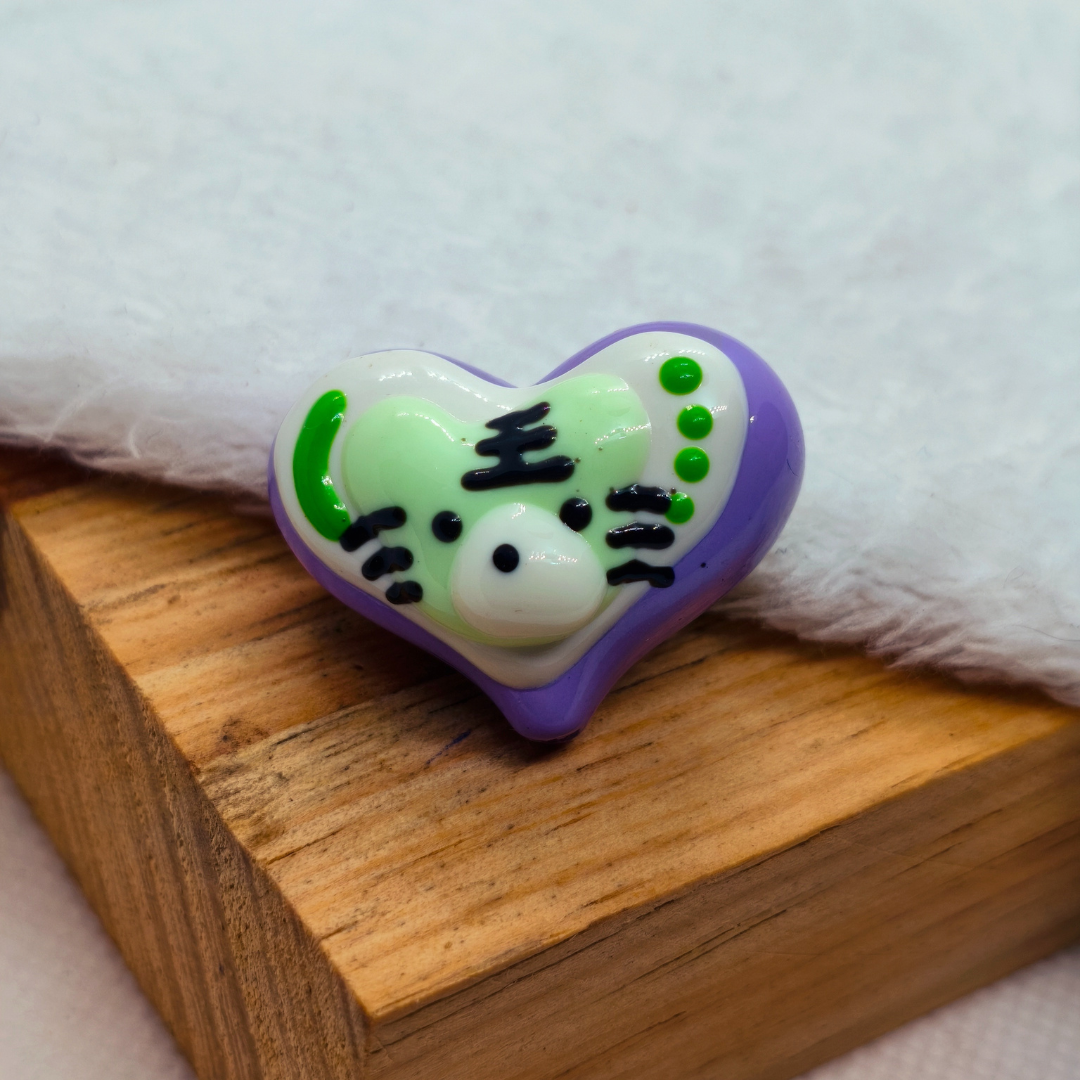 Pasador Acrilico Corazon Gato Mate 30 mm  -  Paquete de 1 Unidades