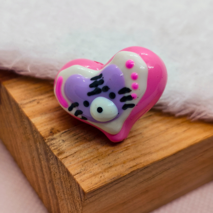 Pasador Acrilico Corazon Gato Mate 30 mm  -  Paquete de 1 Unidades