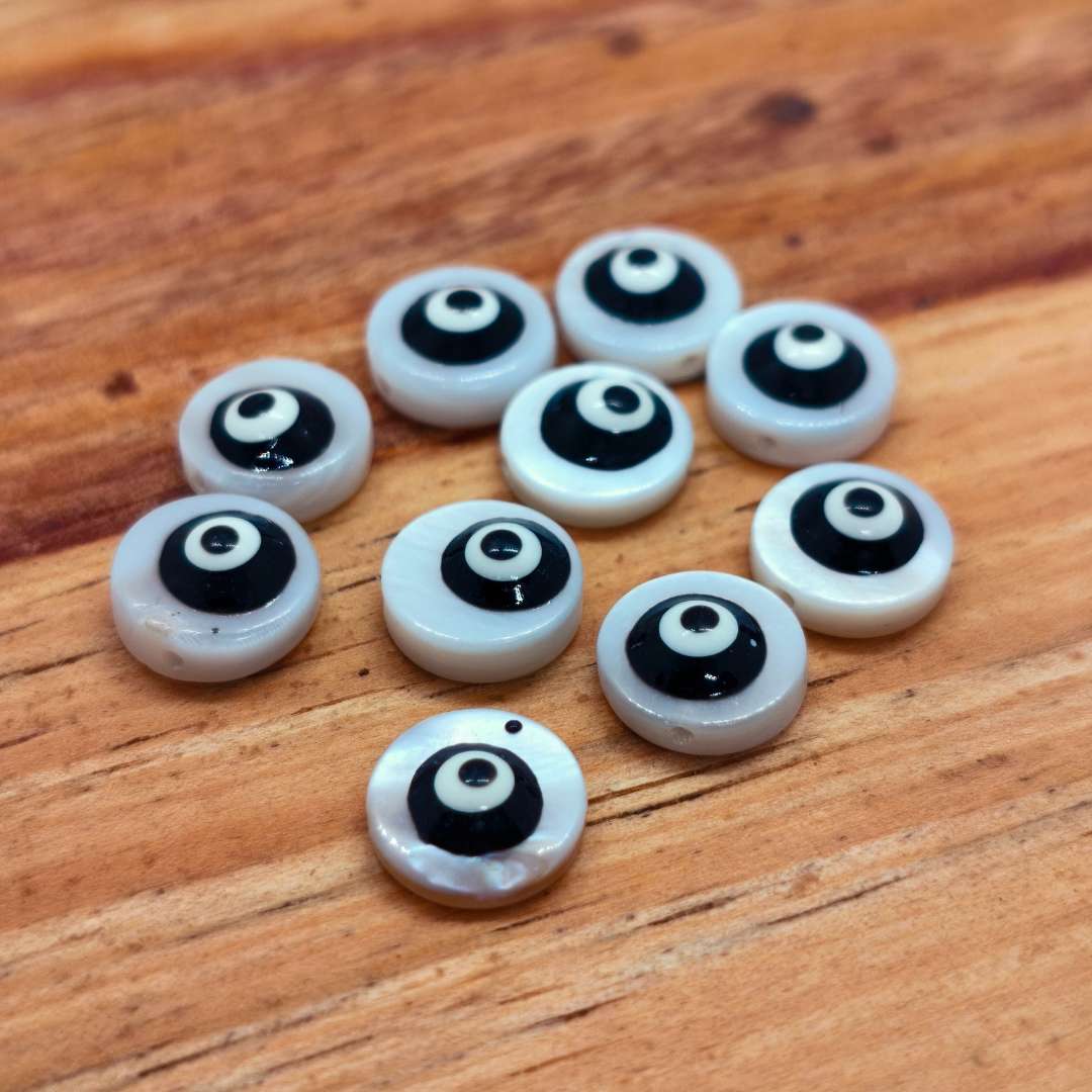 Pasador Nacar Plano Ojo Turco 08 mm  -  Paquete de 10 Unidades