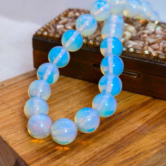 Piedra Opalo Esfera Brillante 10 mm  -  Tira de 38 Unidades