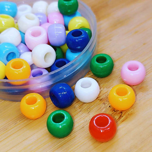 Pasador Acrilico Pony Bead 08 mm  -  Paquete de 50 Unidades