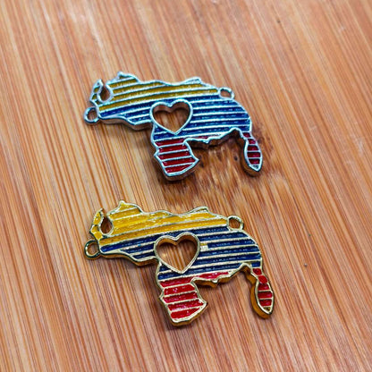 Conector Rodio Mapa de Venezuela Corazon 35 mm  -  Paquete de 1 Unidades