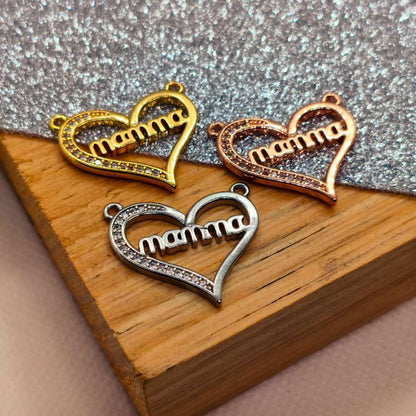 Dije Rodio Corazon Mama 28 mm  -  Paquete de 1 Unidades