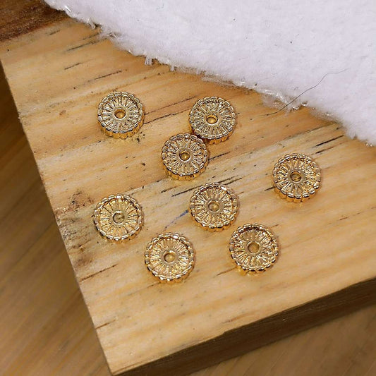 Separador Gold Filled Arandela Rayada 06 mm  -  Paquete de 8 Unidades