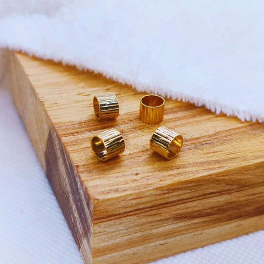 Separador Gold Filled Cilindro Lineas 06 mm  -  Paquete de 4 Unidades