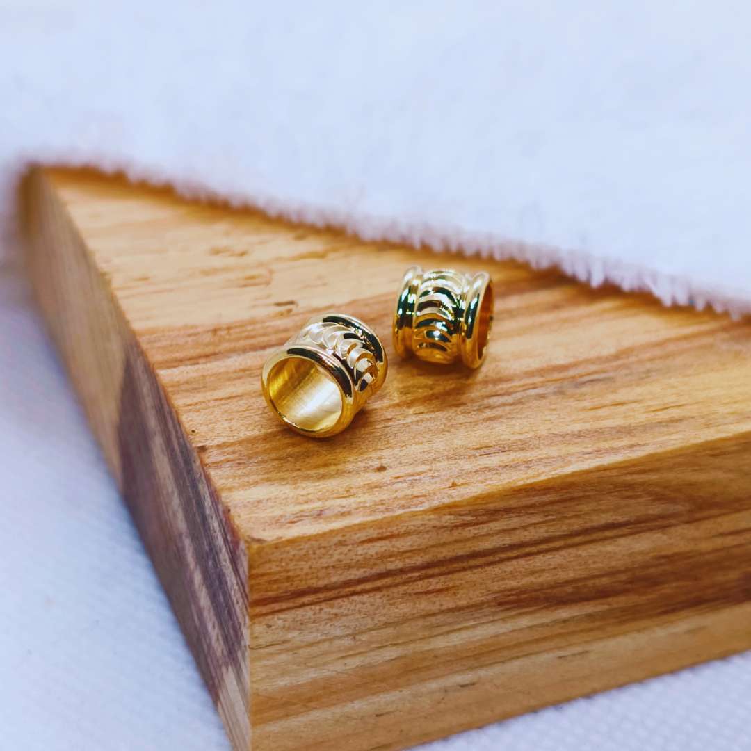 Separador Gold Filled Cilindro Lunas 06 mm  -  Paquete de 2 Unidades