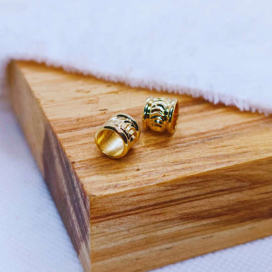 Separador Gold Filled Cilindro Lunas 06 mm  -  Paquete de 2 Unidades