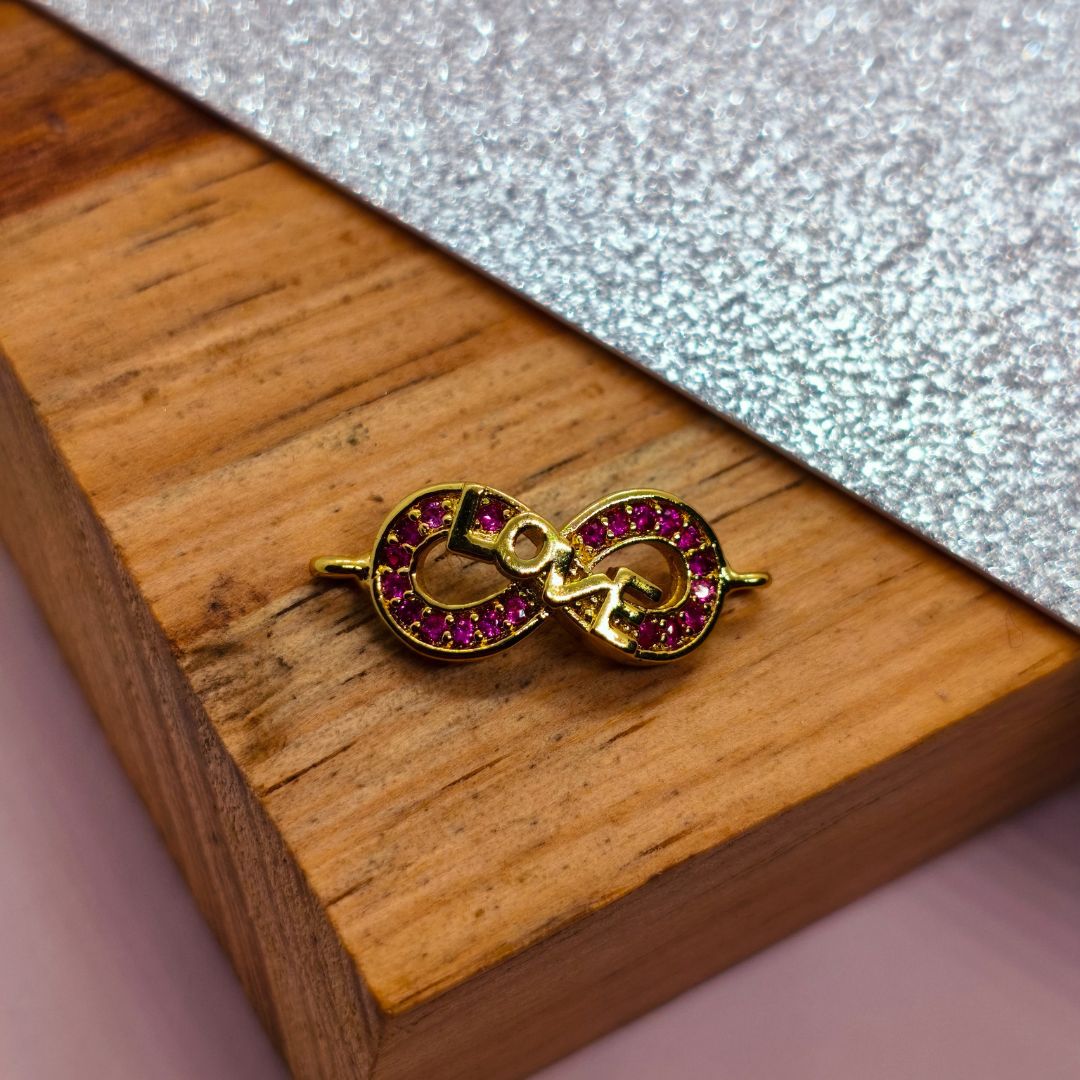 Conector Gold Filled Zircon Infinito Love 16 mm  -  Paquete de 1 Unidades