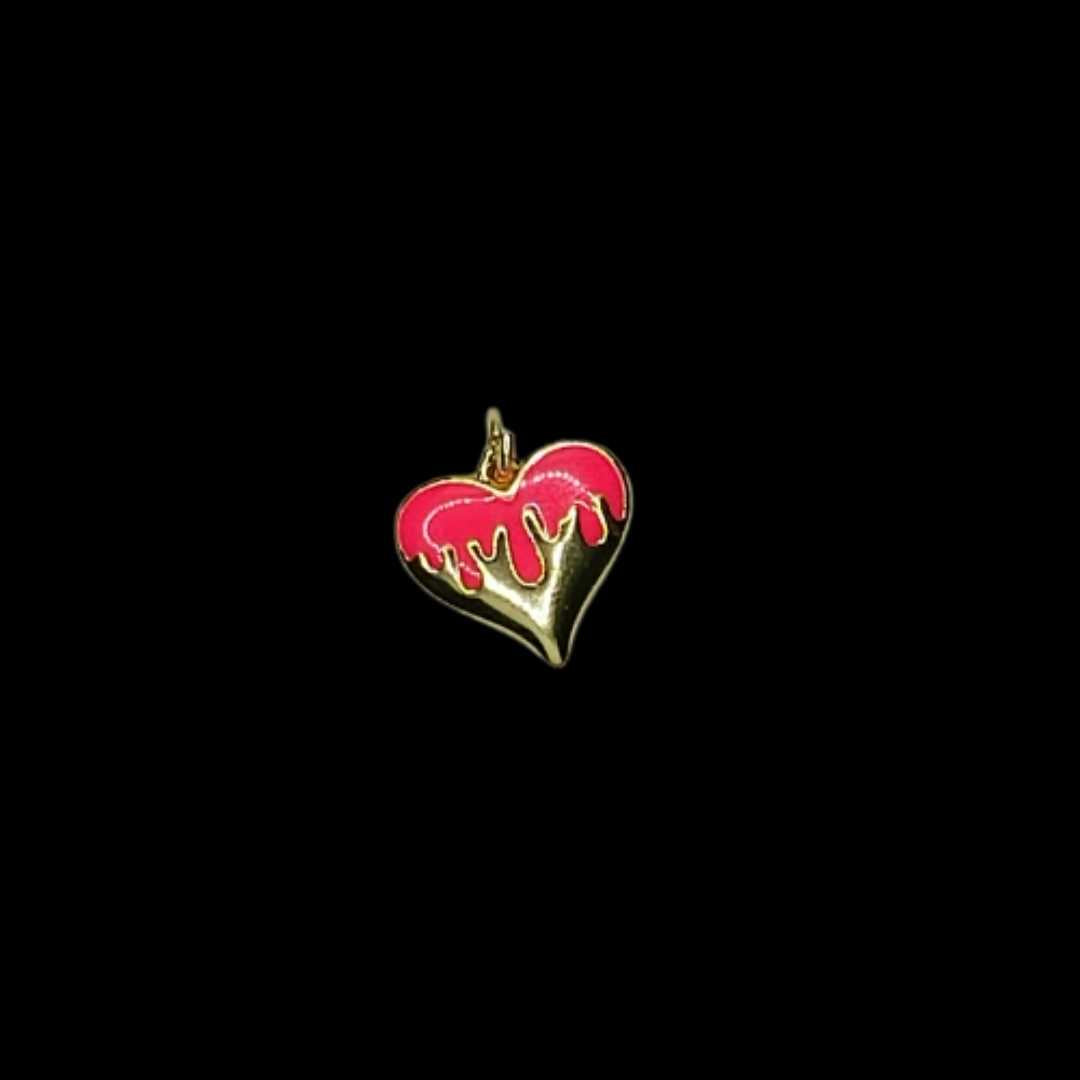 Dije Corazón Derramado 17 mm  Gold Filled Esmaltado
